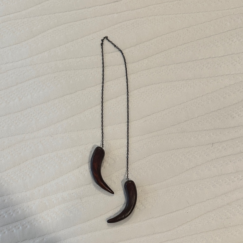 Black Chain with Brown Horn Pendants